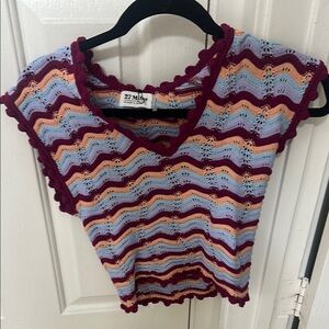 27 Miles Malibu Multicolor Crochet Crop Top